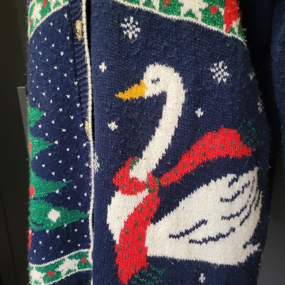 Vintage 1990s navy blue Nutcracker Christmas festive cardigan sweater - Picture 4 of 7
